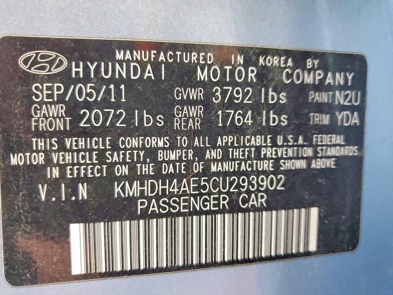Aukcja sprzedaży 2012 Hyundai Elantra, vin: KMHDH4AE5CU293902, numer aukcji: 61410836
