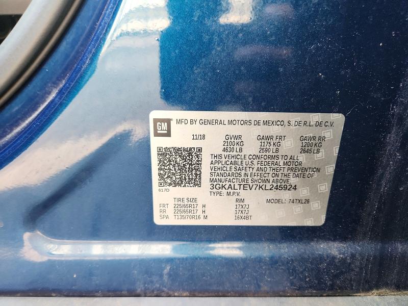 Aukcja sprzedaży 2019 Gmc Terrain, vin: 3GKALTEV7KL245924, numer aukcji: 62938106