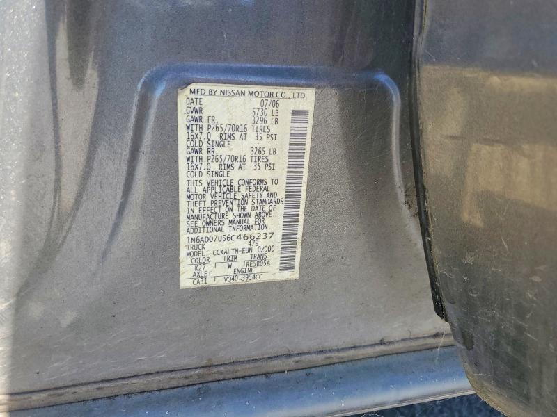 61058426 :رقم المزاد ، 1N6AD07U56C466237 vin ، 2006 Nissan Frontier مزاد بيع