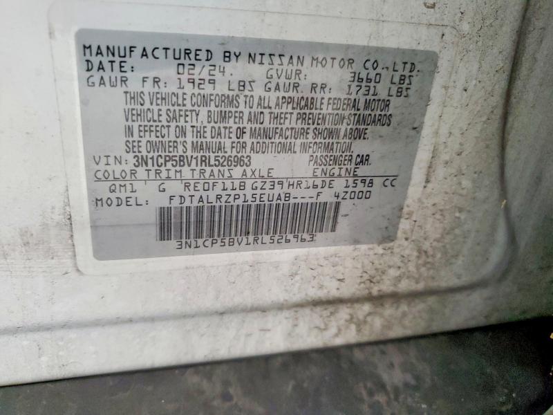 62253666 :رقم المزاد ، 3N1CP5BV1RL526963 vin ، 2024 Nissan Kicks مزاد بيع