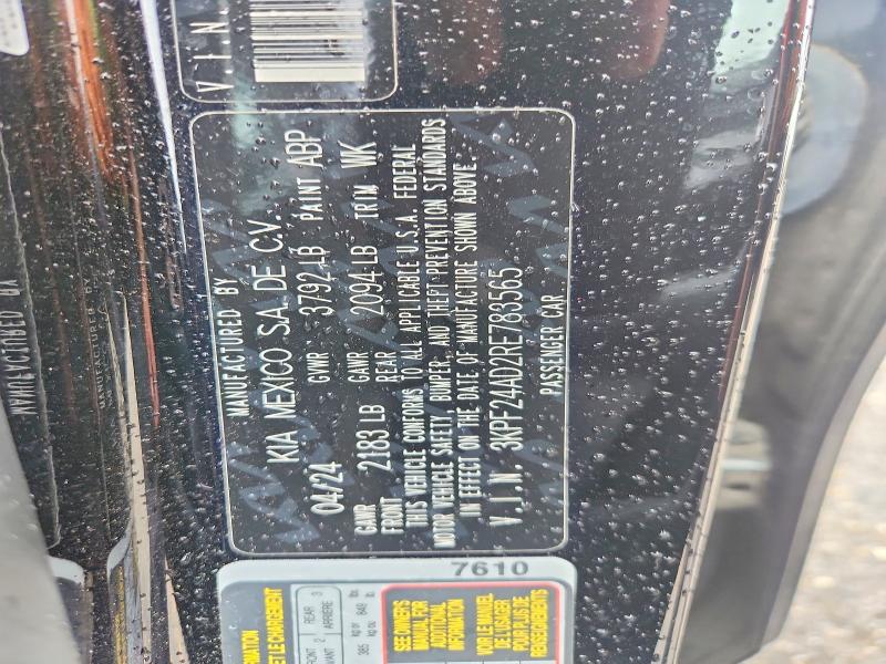 62161176 :رقم المزاد ، 3KPF24AD2RE783565 vin ، 2024 Kia Forte مزاد بيع