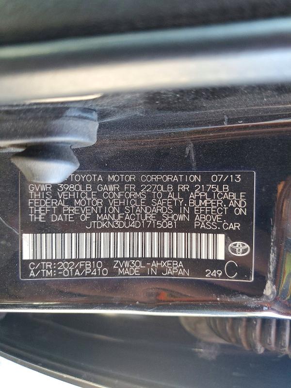 Aukcja sprzedaży 2013 Toyota Prius, vin: JTDKN3DU4D1715081, numer aukcji: 60226846