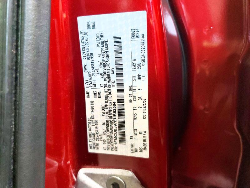 2014 Ford Escape მანქანა იყიდება აუქციონზე, vin: 1FMCU0J97EUB83584, აუქციონის ნომერი: 60657506