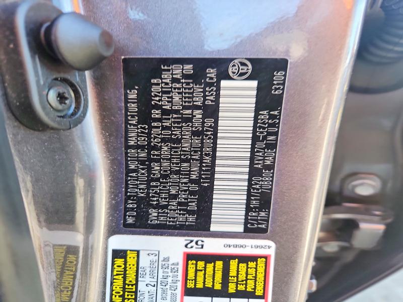 2024 Toyota Camry მანქანა იყიდება აუქციონზე, vin: 4T1T11AK3RU854790, აუქციონის ნომერი: 60917316