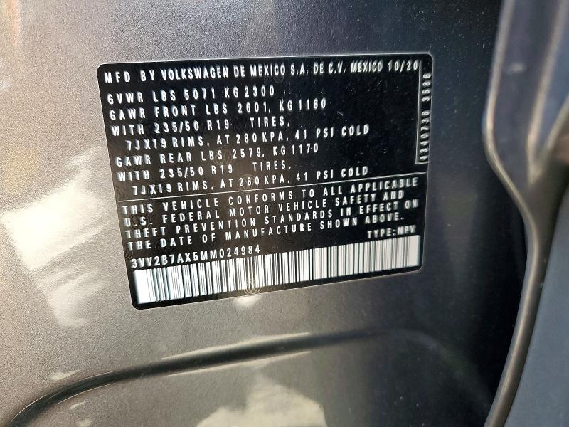 Aukcja sprzedaży 2021 Volkswagen Tiguan, vin: 3VV2B7AX5MM024984, numer aukcji: 60529826