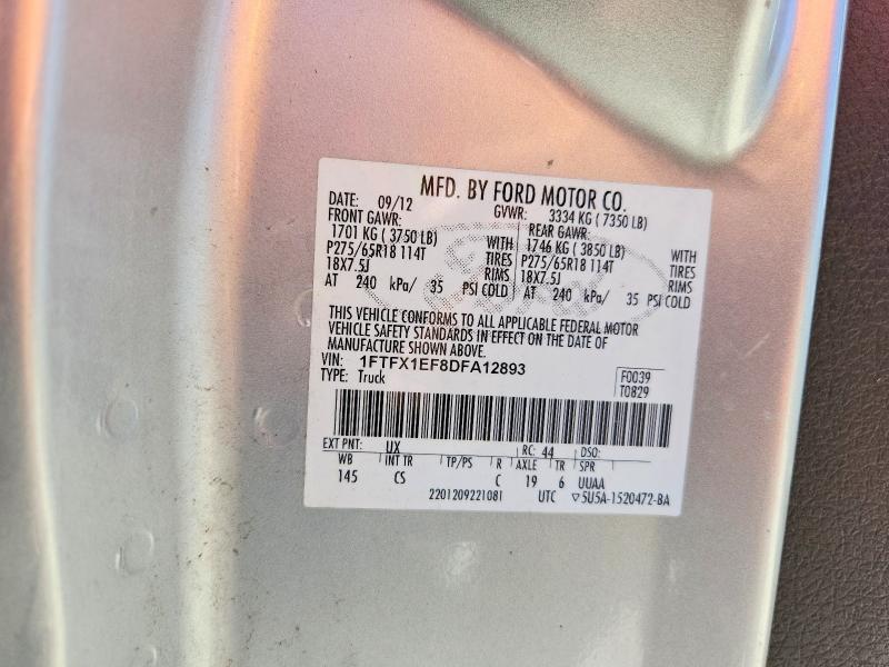 60643446 :رقم المزاد ، 1FTFX1EF8DFA12893 vin ، 2013 Ford F150 مزاد بيع