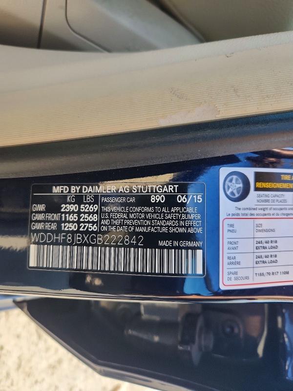 62582136 :رقم المزاد ، WDDHF8JBXGB222842 vin ، 2016 Mercedes-benz E مزاد بيع