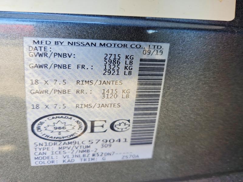 Aukcja sprzedaży 2020 Nissan Pathfinder, vin: 5N1DR2AM9LC579041, numer aukcji: 61230426