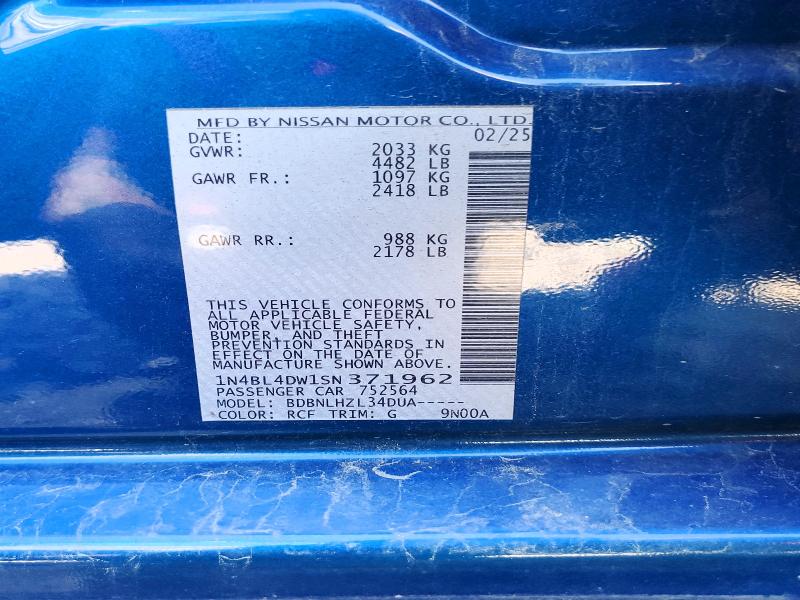 61679106 :رقم المزاد ، 1N4BL4DW1SN371962 vin ، 2025 Nissan Altima مزاد بيع