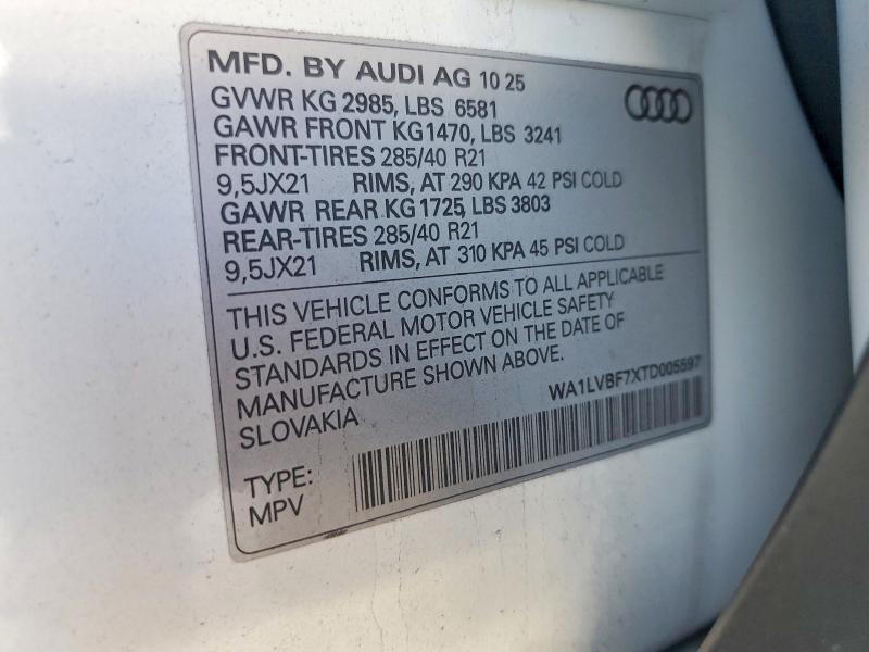 Продаж на аукціоні авто 2026 Audi Q7, vin: WA1LVBF7XTD005597, номер лоту: 60661276