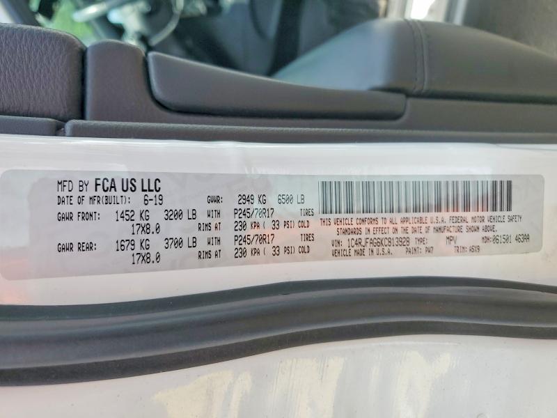 Продаж на аукціоні авто 2019 Jeep Grand Cherokee, vin: 1C4RJFAG6KC813928, номер лоту: 59839516