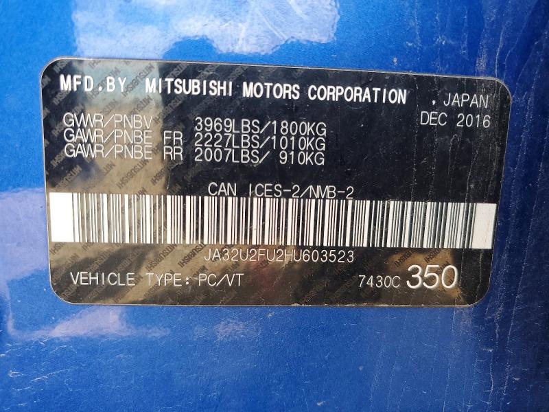 Продажа на аукционе авто 2017 Mitsubishi Lancer, vin: JA32U2FU2HU603523, номер лота: 60134946