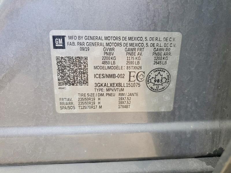 Aukcja sprzedaży 2020 Gmc Terrain, vin: 3GKALXEX8LL151075, numer aukcji: 58160526