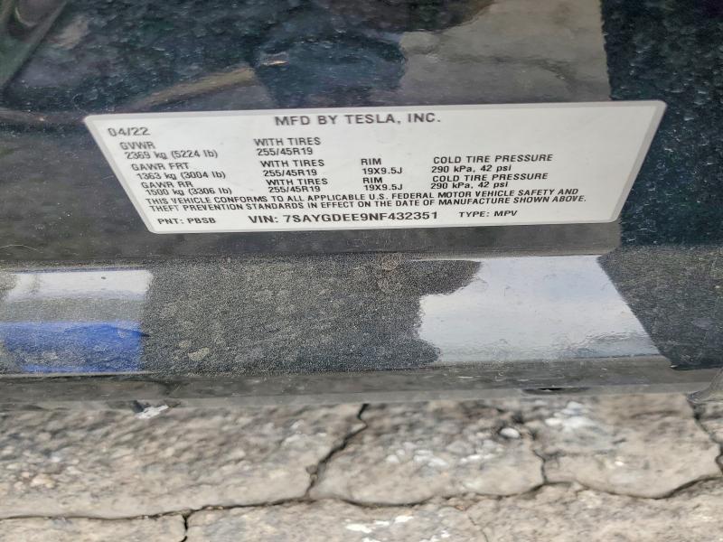 Продаж на аукціоні авто 2022 Tesla Model Y, vin: 7SAYGDEE9NF432351, номер лоту: 59312126