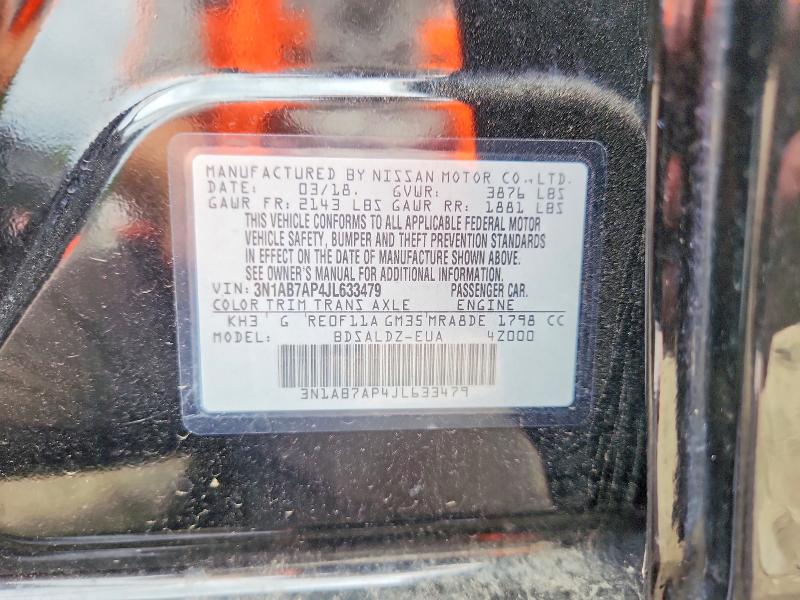 60453086 :رقم المزاد ، 3N1AB7AP4JL633479 vin ، 2018 Nissan Sentra مزاد بيع