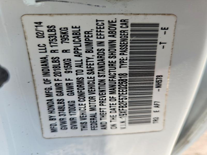 Aukcja sprzedaży 2014 Honda Civic, vin: 19XFB2F57EE025818, numer aukcji: 62913096