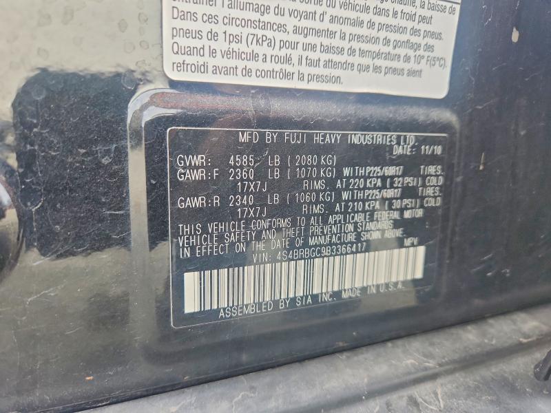2011 Subaru Outback მანქანა იყიდება აუქციონზე, vin: 4S4BRBGC9B3366417, აუქციონის ნომერი: 60806596