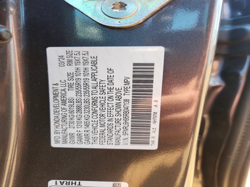 2024 Honda Odyssey მანქანა იყიდება აუქციონზე, vin: 5FNRL6H95RB047138, აუქციონის ნომერი: 58267936