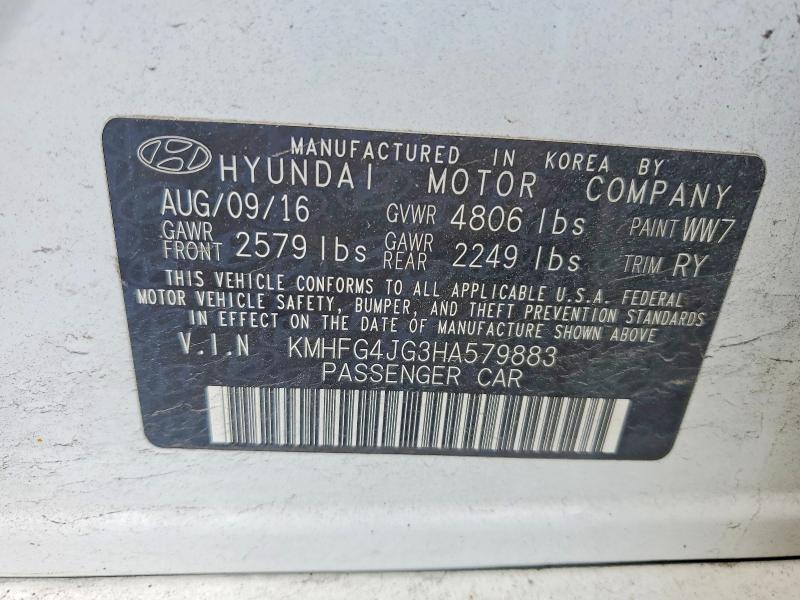 Продаж на аукціоні авто 2017 Hyundai Azera, vin: KMHFG4JG3HA579883, номер лоту: 62377986