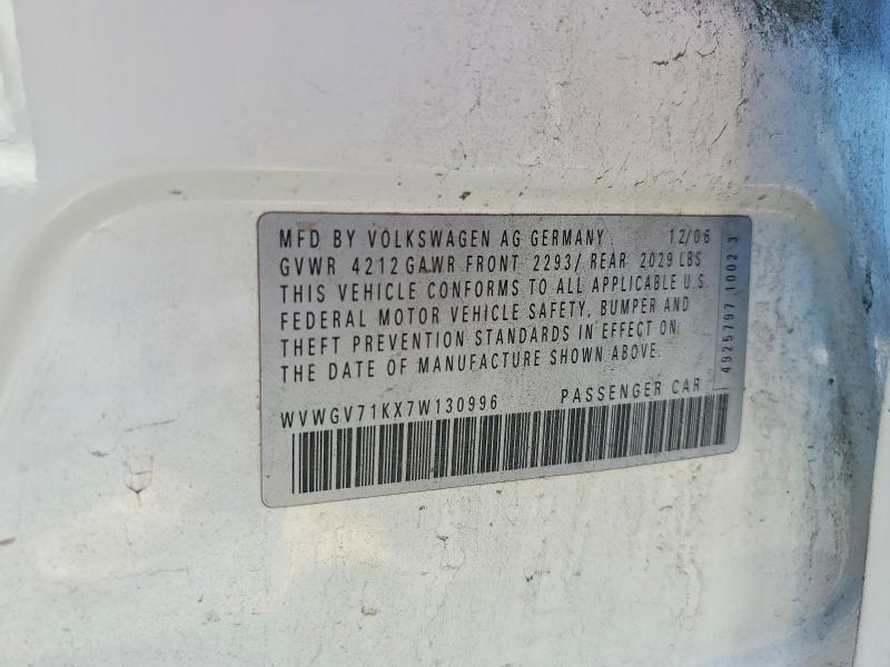 Aukcja sprzedaży 2007 Volkswagen New Gti, vin: WVWGV71KX7W130996, numer aukcji: 63058346
