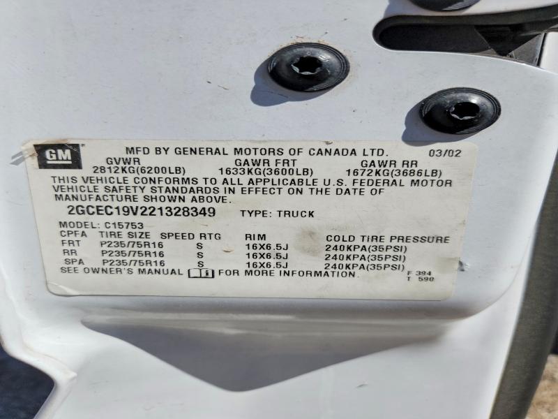 2002 Chevrolet Silverado მანქანა იყიდება აუქციონზე, vin: 2GCEC19V221328349, აუქციონის ნომერი: 56371926
