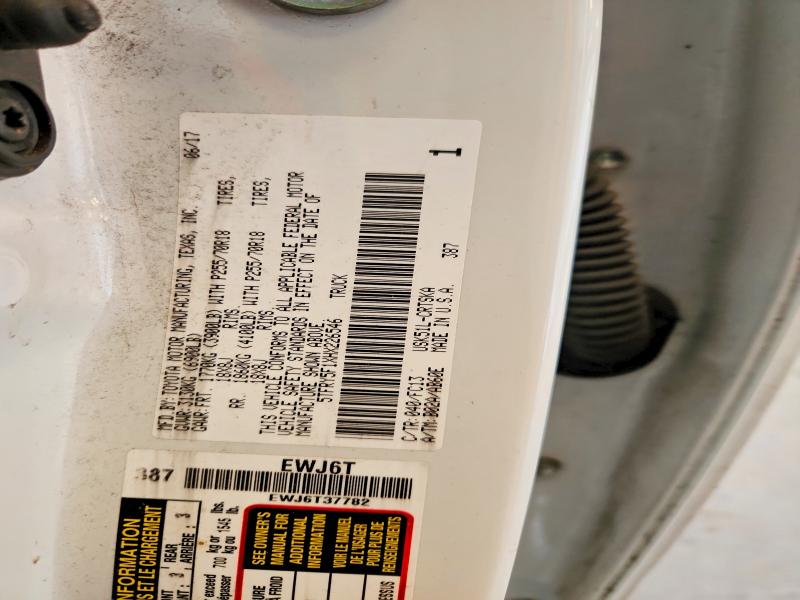 2017 Toyota Tundra მანქანა იყიდება აუქციონზე, vin: 5TFRY5F1XHX226546, აუქციონის ნომერი: 61885466