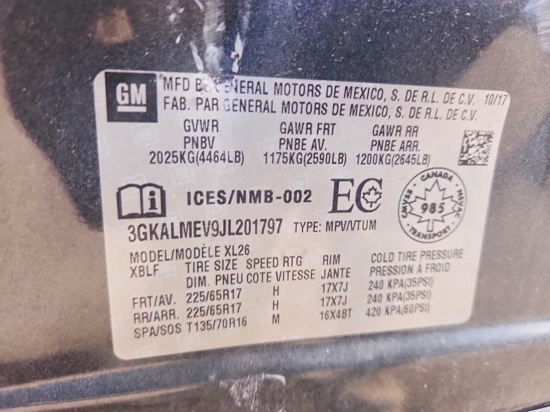 2018 Gmc Terrain მანქანა იყიდება აუქციონზე, vin: 3GKALMEV9JL201797, აუქციონის ნომერი: 59275186