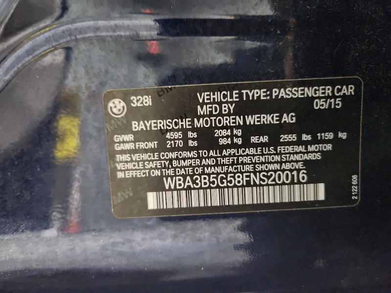 Продаж на аукціоні авто 2015 Bmw 328, vin: WBA3B5G58FNS20016, номер лоту: 61439336