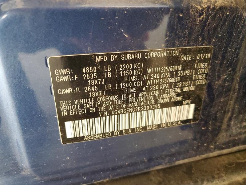 Aukcja sprzedaży 2019 Subaru Outback, vin: 4S4BSENC2K3300395, numer aukcji: 63236666