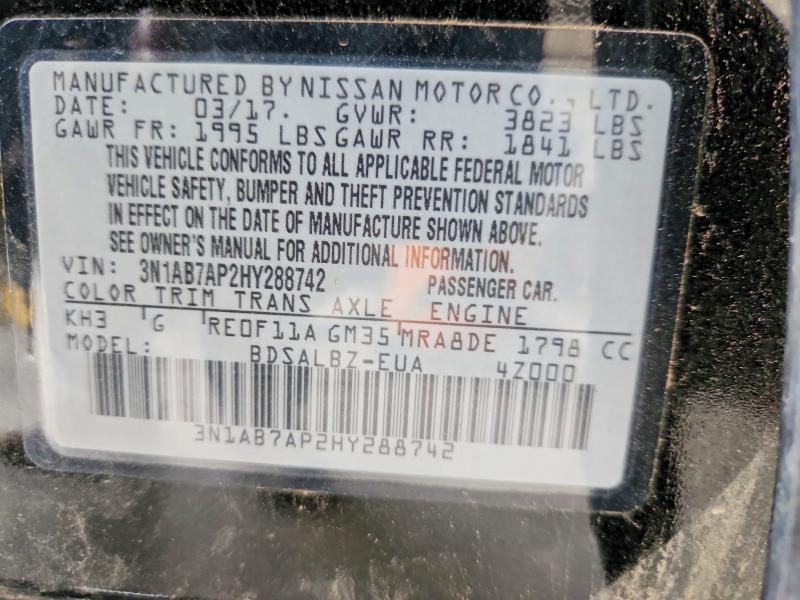 Aukcja sprzedaży 2017 Nissan Sentra, vin: 3N1AB7AP2HY288742, numer aukcji: 59338716