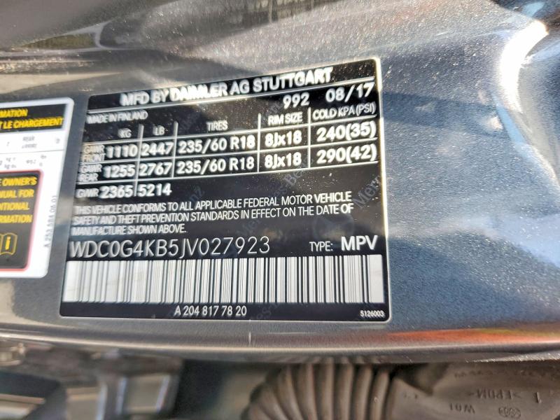 2018 Mercedes-benz Glc მანქანა იყიდება აუქციონზე, vin: WDC0G4KB5JV027923, აუქციონის ნომერი: 62155476