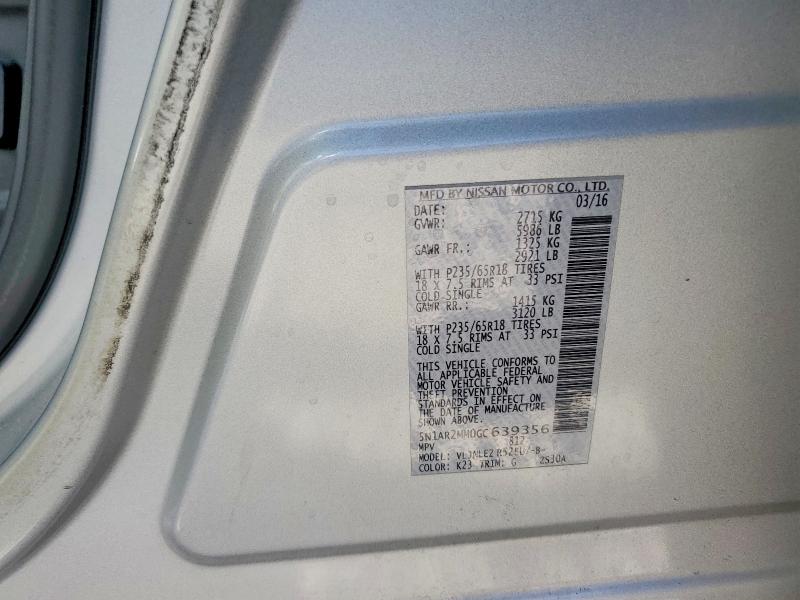 Продажа на аукционе авто 2016 Nissan Pathfinder, vin: 5N1AR2MM0GC639356, номер лота: 61628666