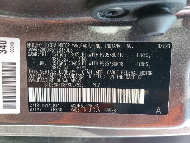 Aukcja sprzedaży 2023 Toyota Sienna, vin: 5TDESKFC8PS097923, numer aukcji: 60481106