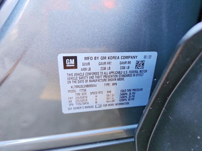 Aukcja sprzedaży 2022 Chevrolet Trailblazer, vin: KL79MUSL5NB095044, numer aukcji: 60974896