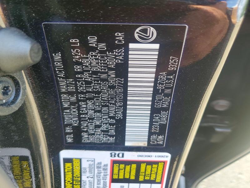 62999336 :رقم المزاد ، 58ADZ1B11SU187722 vin ، 2025 Lexus Es 350 مزاد بيع