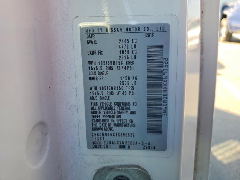 2019 Nissan Nv200 მანქანა იყიდება აუქციონზე, vin: 3N6CM0KNXKK690522, აუქციონის ნომერი: 60509656