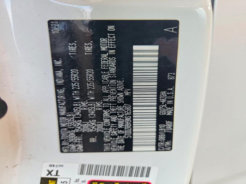Aukcja sprzedaży 2022 Toyota Highlander, vin: 5TDDZRBH9NS165807, numer aukcji: 63002286