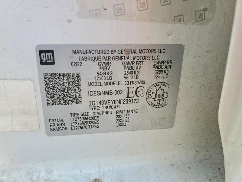 Продажа на аукционе авто 2022 Gmc Sierra, vin: 1GT49VEY8NF239173, номер лота: 59674526