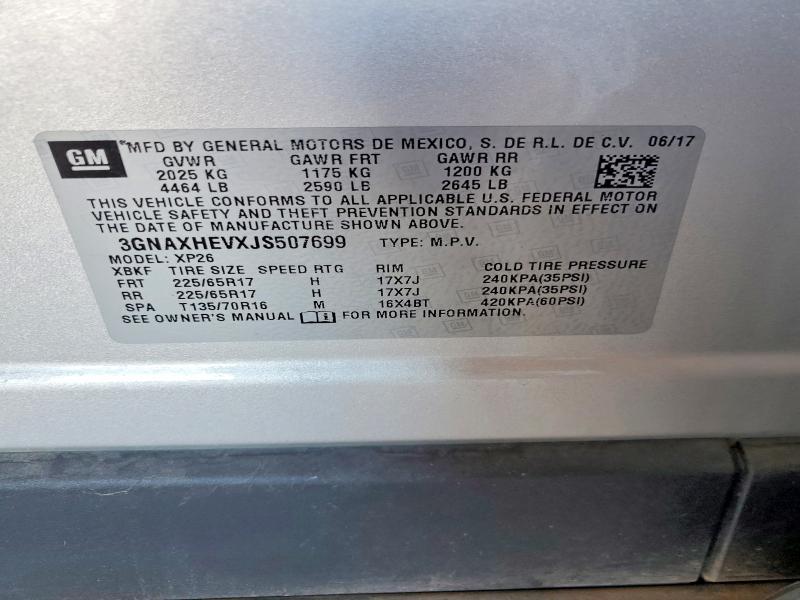 Продаж на аукціоні авто 2018 Chevrolet Equinox, vin: 3GNAXHEVXJS507699, номер лоту: 59847956