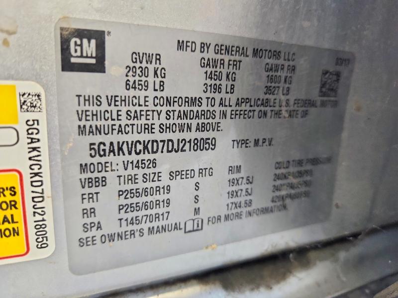 Aukcja sprzedaży 2013 Buick Enclave, vin: 5GAKVCKD7DJ218059, numer aukcji: 60522186