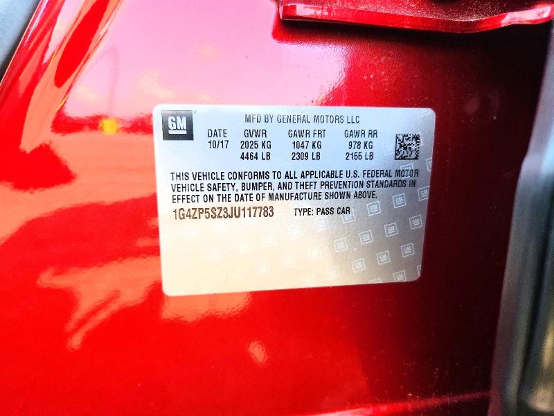 62481806 :رقم المزاد ، 1G4ZP5SZ3JU117783 vin ، 2018 Buick Lacrosse مزاد بيع
