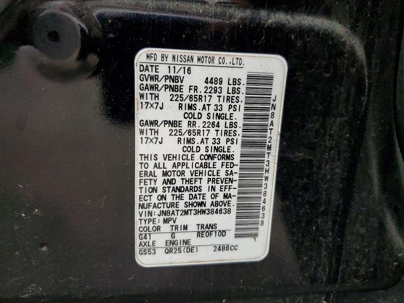 Продаж на аукціоні авто 2017 Nissan Rogue, vin: JN8AT2MT3HW384638, номер лоту: 60955236