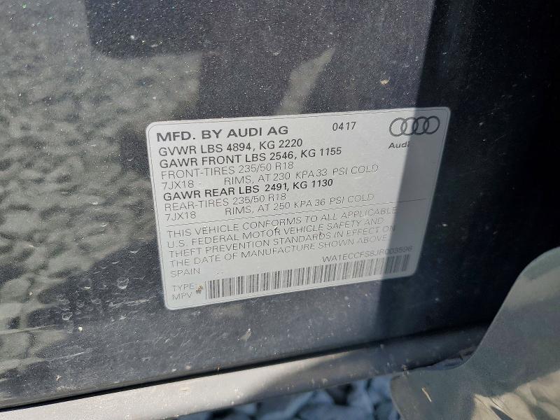 2018 Audi Q3 მანქანა იყიდება აუქციონზე, vin: WA1ECCFS8JR003596, აუქციონის ნომერი: 85459935
