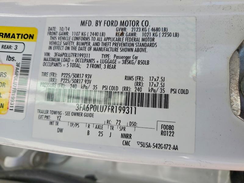 Продажа на аукционе авто 2015 Ford Fusion, vin: 3FA6P0LU7FR199311, номер лота: 60165906