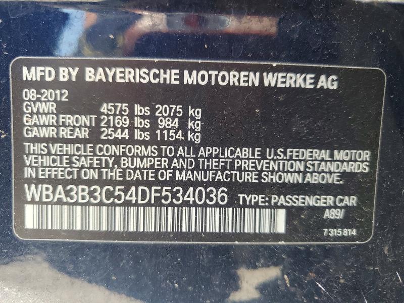 2013 Bmw 328 მანქანა იყიდება აუქციონზე, vin: WBA3B3C54DF534036, აუქციონის ნომერი: 59765346