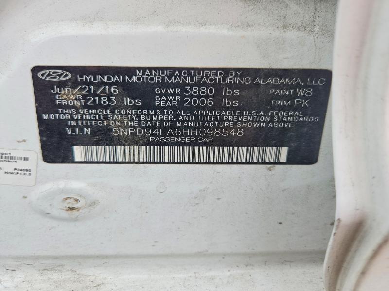 61998376 :رقم المزاد ، 5NPD94LA6HH098548 vin ، 2017 Hyundai Elantra مزاد بيع