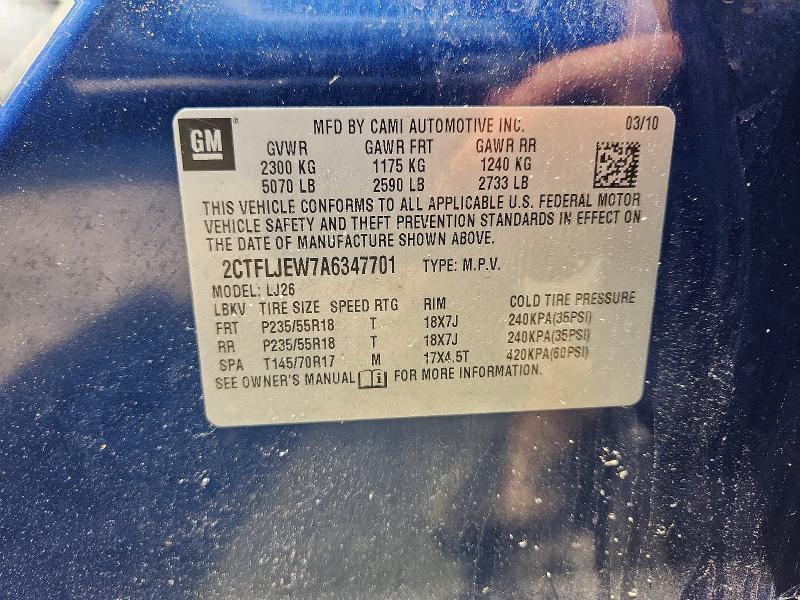 2010 Gmc Terrain მანქანა იყიდება აუქციონზე, vin: 2CTFLJEW7A6347701, აუქციონის ნომერი: 63075946