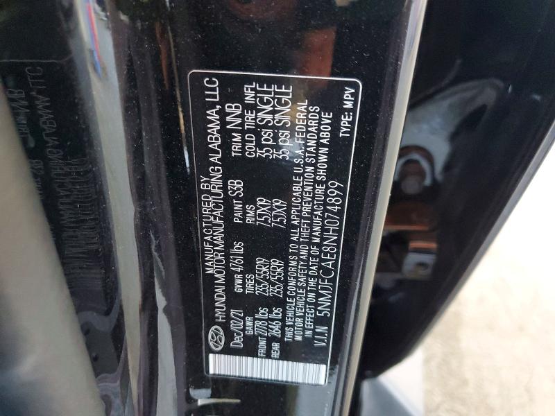 58888586 :رقم المزاد ، 5NMJFCAE8NH074899 vin ، 2022 Hyundai Tucson مزاد بيع