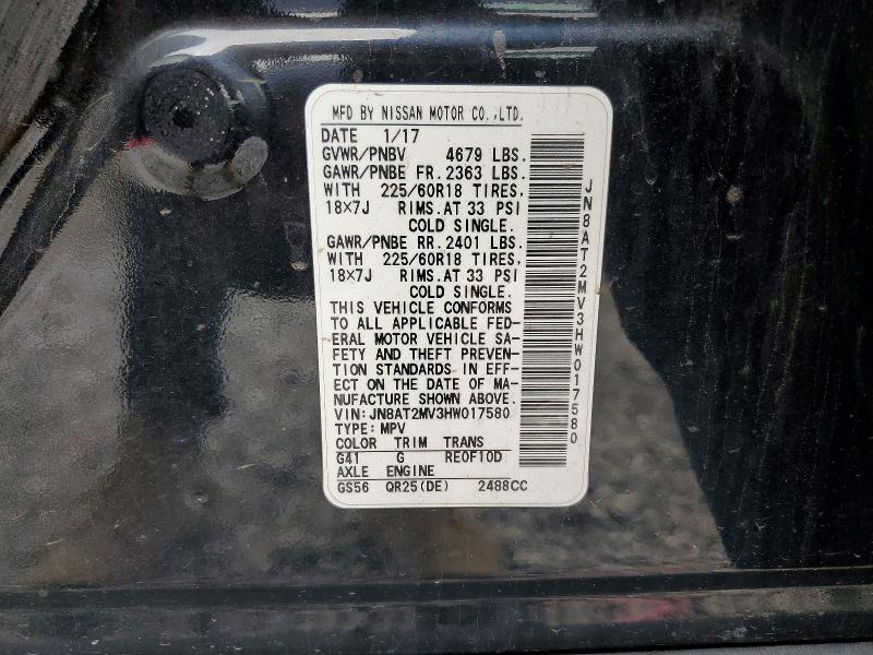 60369066 :رقم المزاد ، JN8AT2MV3HW017580 vin ، 2017 Nissan Rogue مزاد بيع
