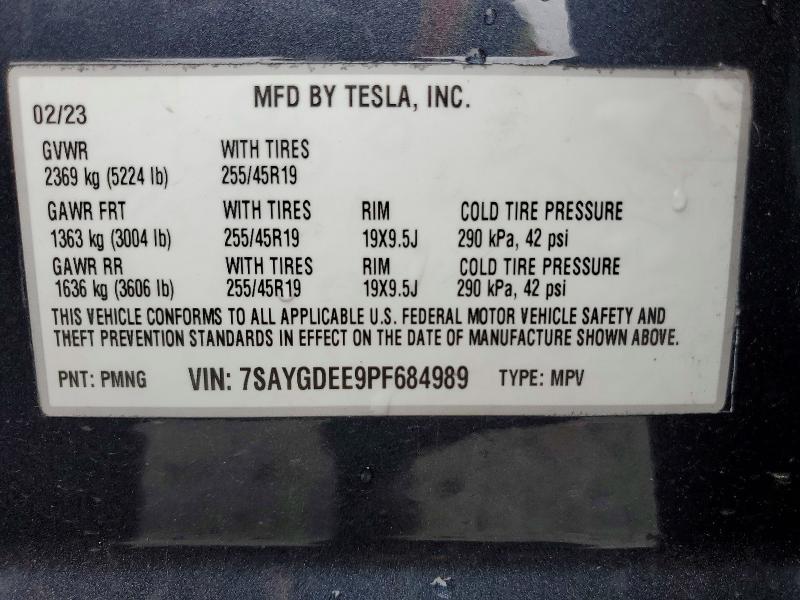 59742316 :رقم المزاد ، 7SAYGDEE9PF684989 vin ، 2023 Tesla Model Y مزاد بيع